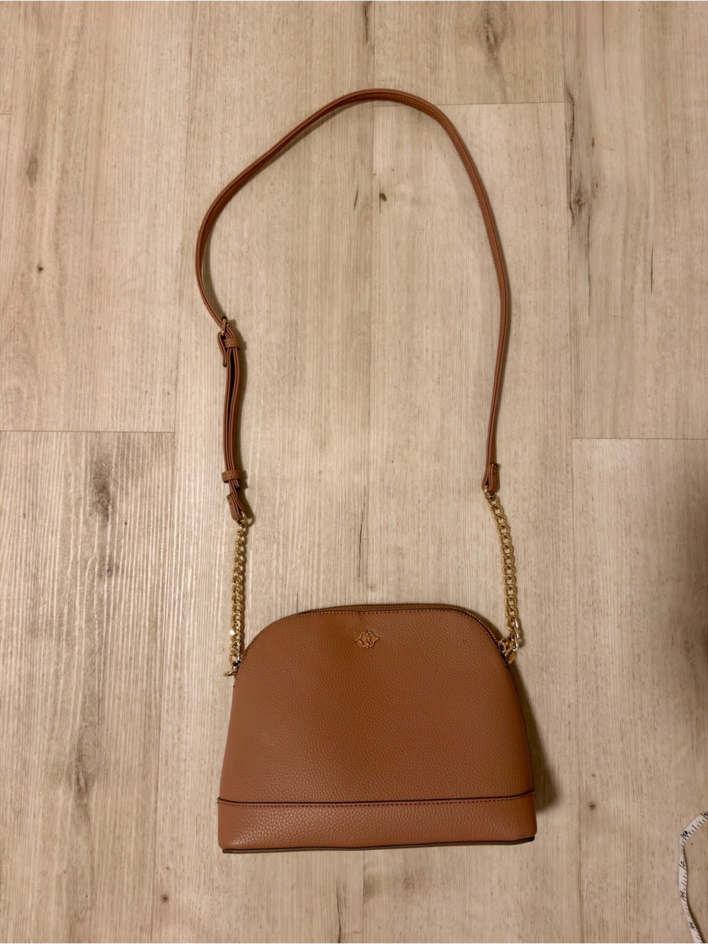 Nanette Lepore Adjustable Tan Crossbody Bag with Gold Chain Strap